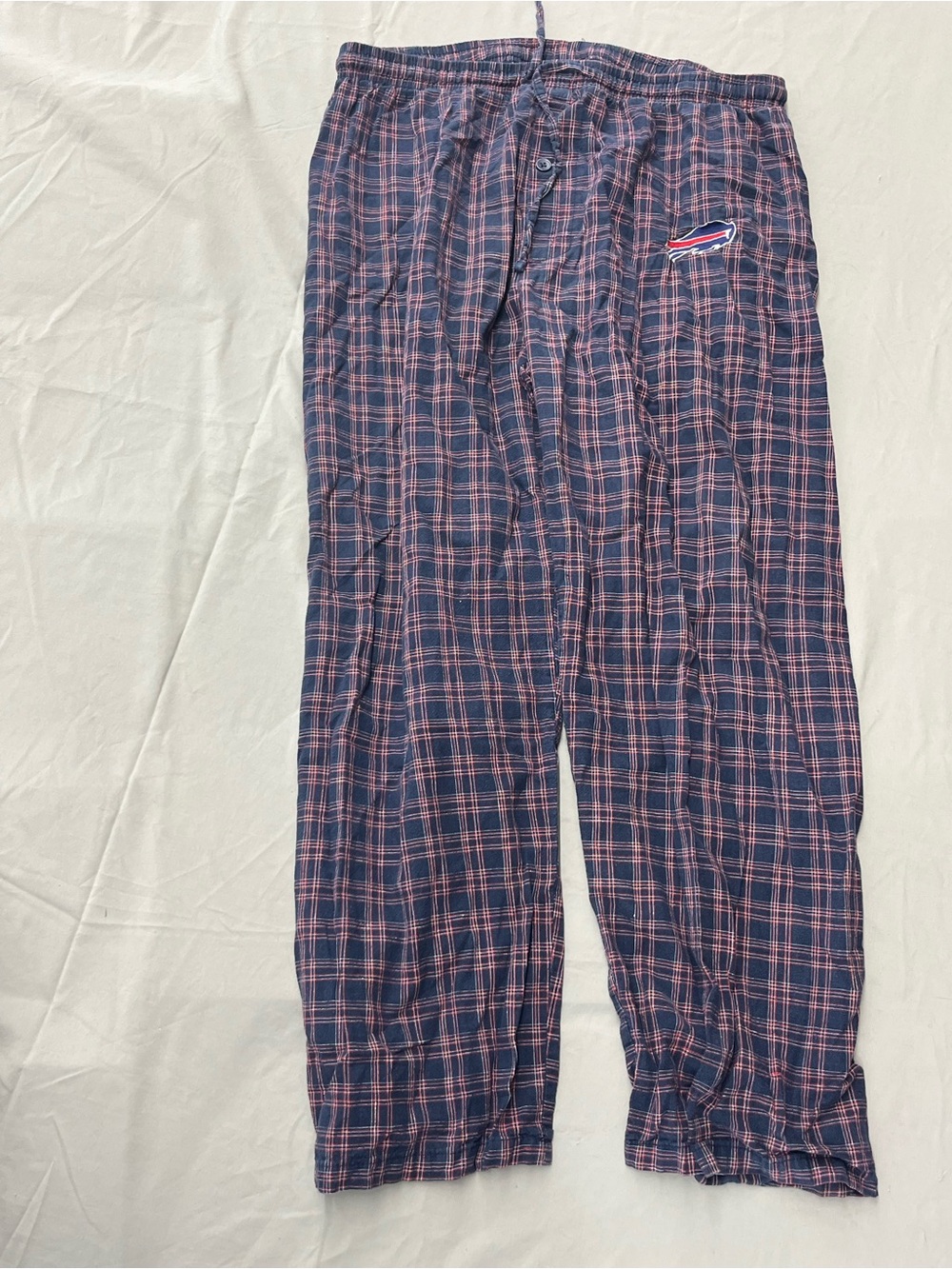 NFL Buffalo Bills Navy and Red Plaid Men’s Lounge Pajamas Pants Size Large